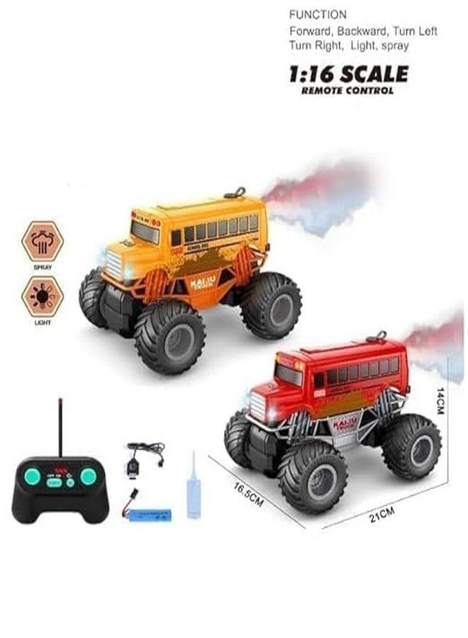 VIKINGS Rc Bigfoot Crawler 1:16 RC Remote Control Fire Truck School Bus Sounds and Lights Rechargeable 2.4GHz Toy Trucks Ideal for Playing Kids Car Scale All Terrain Off_Road Monster - Image 2